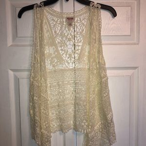 Cream Lace Vest